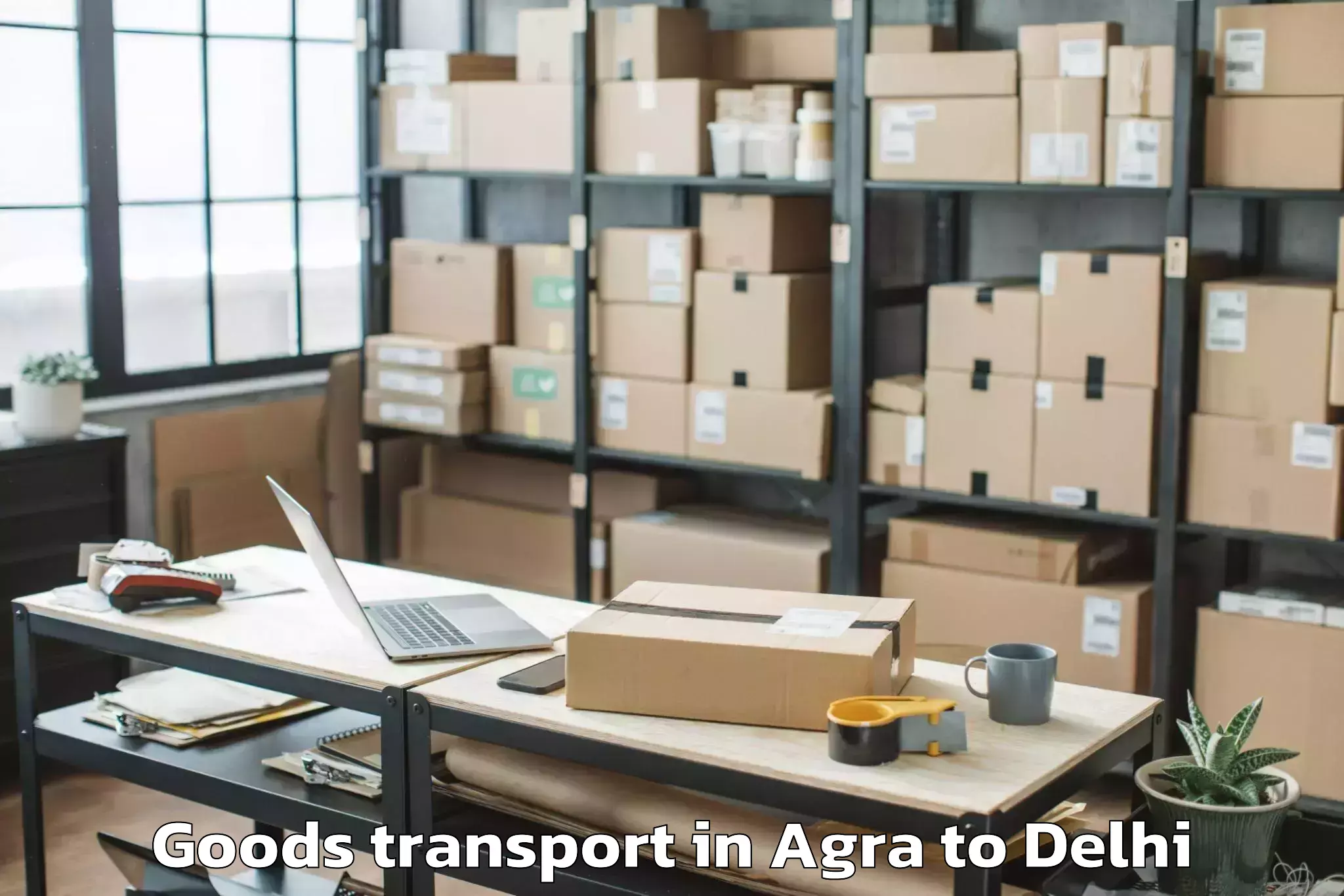 Book Your Agra to V3s East Centre Mall Goods Transport Today